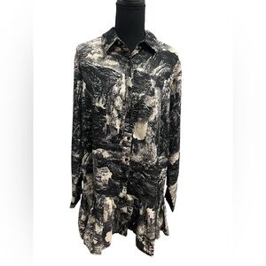 Missguided Plus Marbled Cream and Black Dress